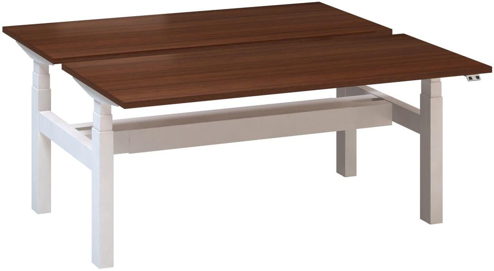 Kancelářský psací stůl ALFA UP výškově stavitelný, duotable, 1600 mm, ořech / bílá