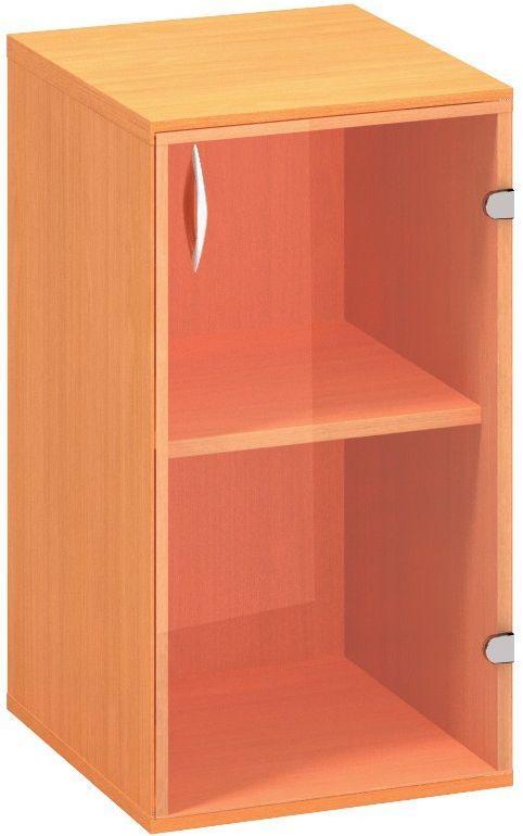 Policová skříň ALFA 500 úzká, 2M pravé dveře sklo, buk bavaria