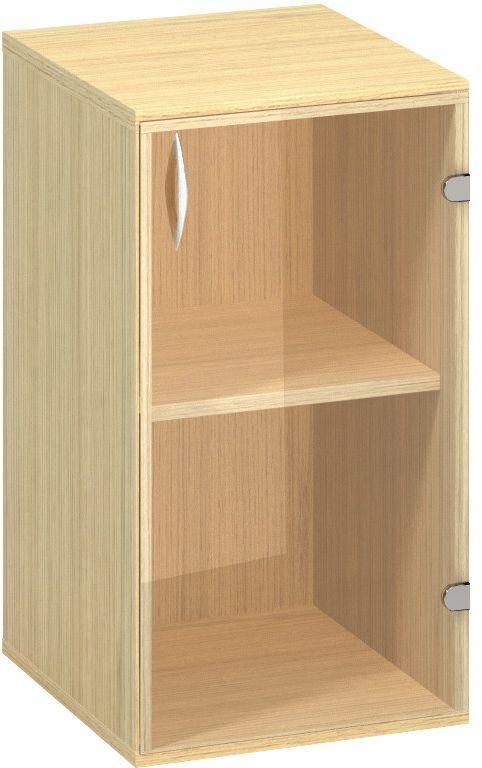 Policová skříň ALFA 500 úzká, 2M pravé dveře sklo, dub vicenza