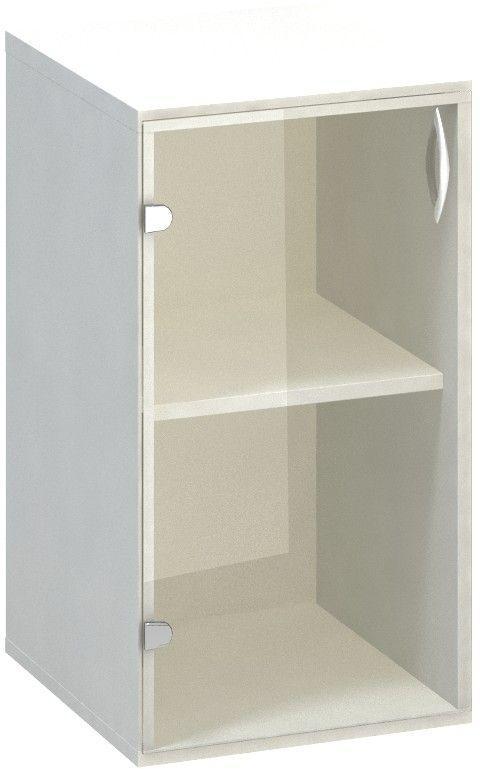 Policová skříň ALFA 500 úzká, 2M levé dveře sklo, bílá