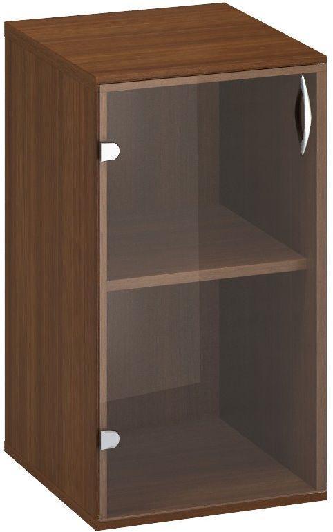 Policová skříň ALFA 500 úzká, 2M levé dveře sklo, ořech