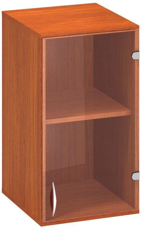 Policová skříň ALFA 500 horní, úzká, 2M pravé dveře sklo, třešeň