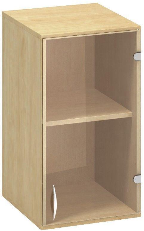 Policová skříň ALFA 500 horní, úzká, 2M pravé dveře sklo, divoká hruška