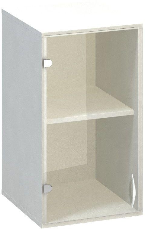 Policová skříň ALFA 500 horní, úzká, 2M levé dveře sklo, bílá
