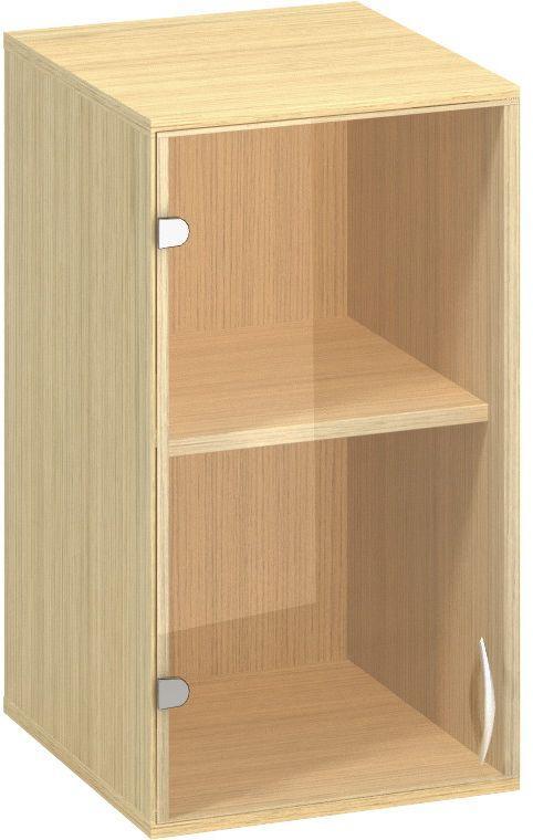 Policová skříň ALFA 500 horní, úzká, 2M levé dveře sklo, dub vicenza