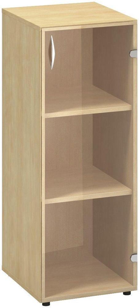 Policová skříň ALFA 500 úzká, 3M pravé dveře sklo, divoká hruška