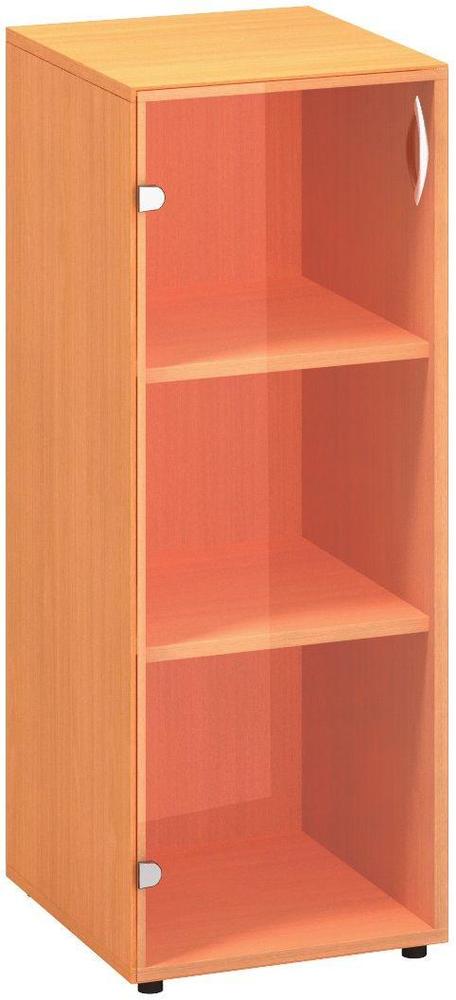 Policová skříň ALFA 500 úzká, 3M levé dveře sklo, buk bavaria