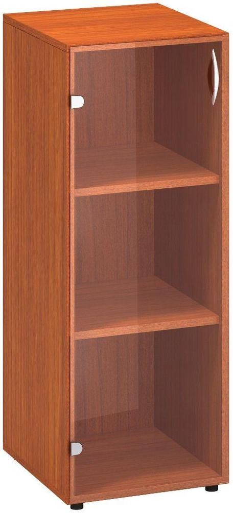 Policová skříň ALFA 500 úzká, 3M levé dveře sklo, třešeň