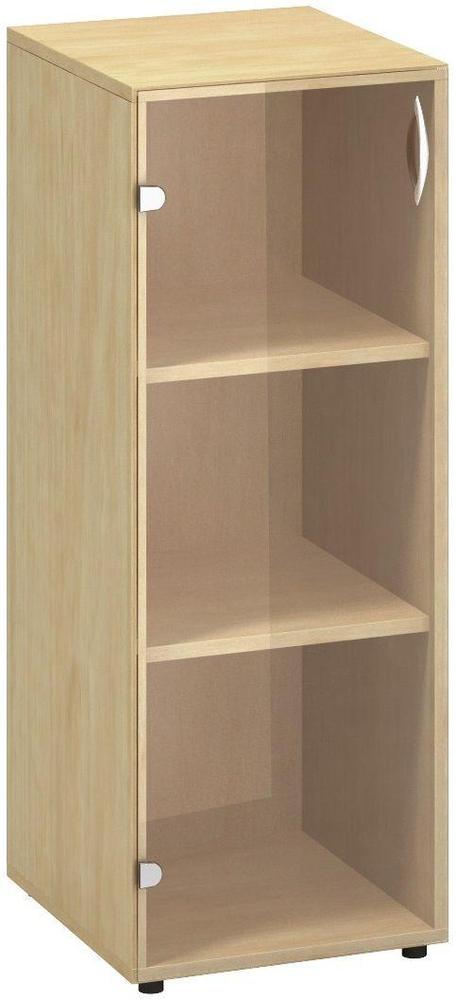 Policová skříň ALFA 500 úzká, 3M levé dveře sklo, divoká hruška