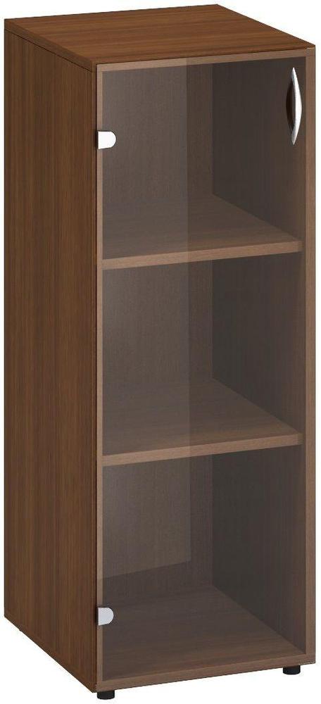 Policová skříň ALFA 500 úzká, 3M levé dveře sklo, ořech