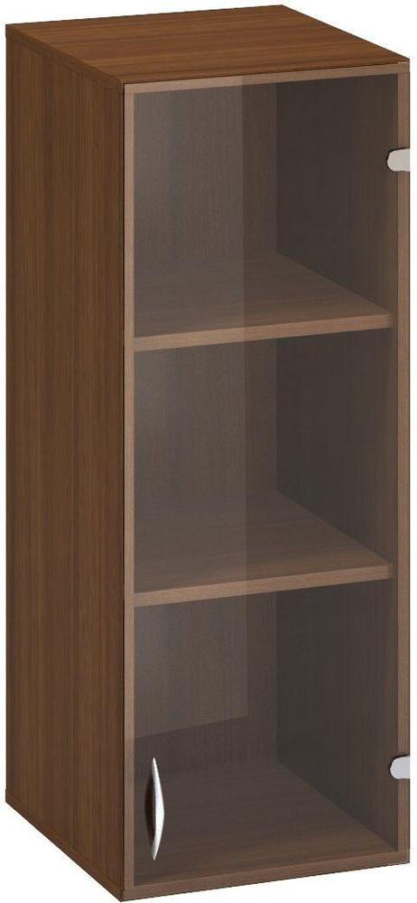 Policová skříň ALFA 500 horní, úzká, 3M pravé dveře sklo, ořech