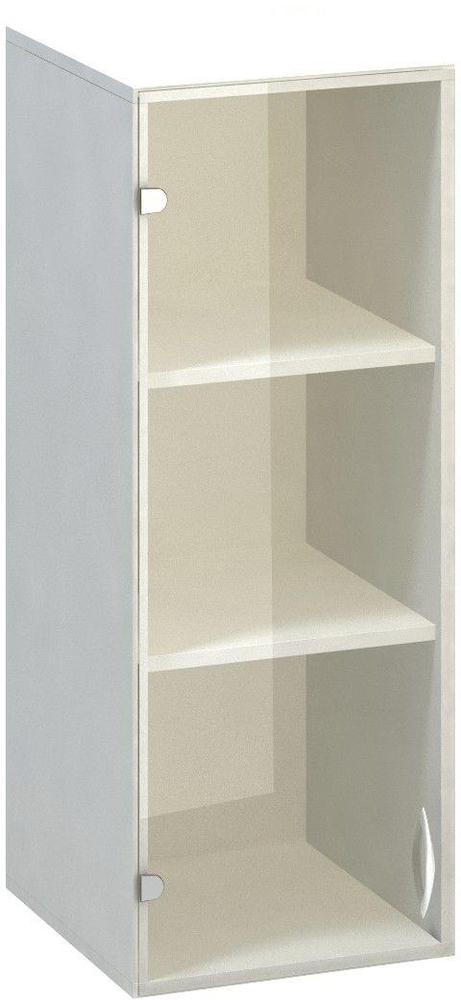 Policová skříň ALFA 500 horní, úzká, 3M levé dveře sklo, bílá