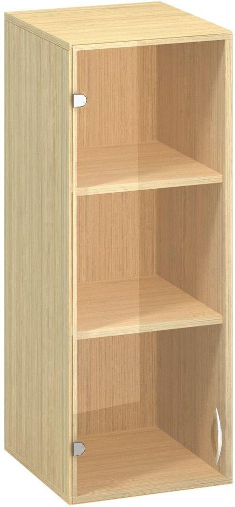 Policová skříň ALFA 500 horní, úzká, 3M levé dveře sklo, dub vicenza