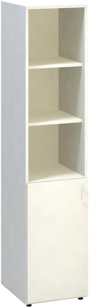 Policová skříň ALFA 500 úzká, 5M (2M levé dveře / 3M nika), bílá