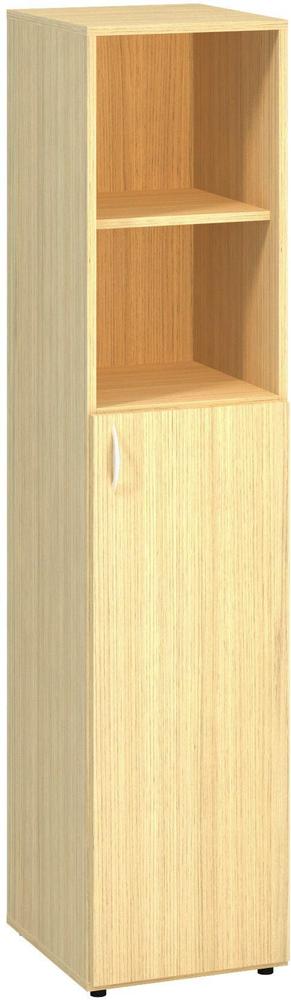 Policová skříň ALFA 500 úzká, 5M (3M pravé dveře / 2M nika, dub vicenza