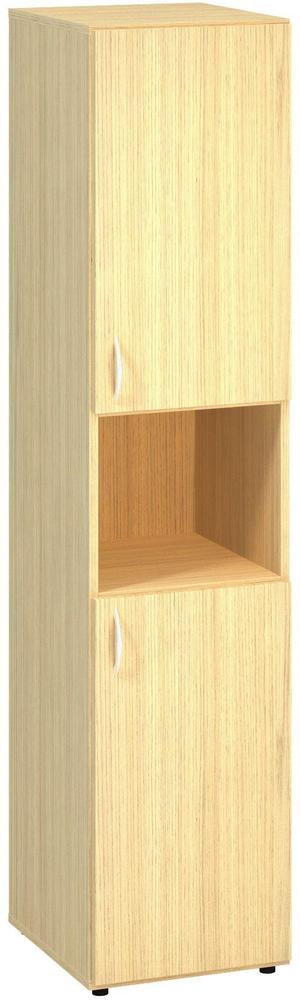 Policová skříň ALFA 500 úzká, 5M (2M pravé dveře / 1M nika / 2M pravé dveře), dub vicenza