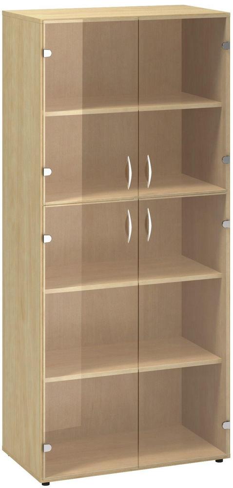 Policová skříň ALFA 500 5M (3M dveře sklo / 2M dveře sklo), divoká hruška