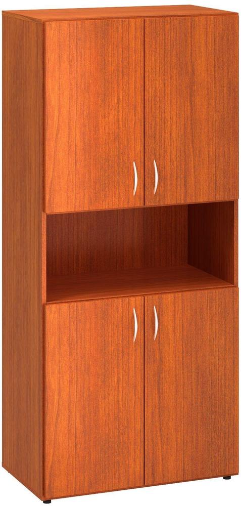 Policová skříň ALFA 500 5M (2M dveře / 1M nika / 2M dveře), třešeň