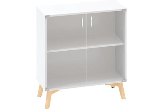 Policová skříň ALFA ROOT 2M dveře sklo, šíře 800 mm, bílá