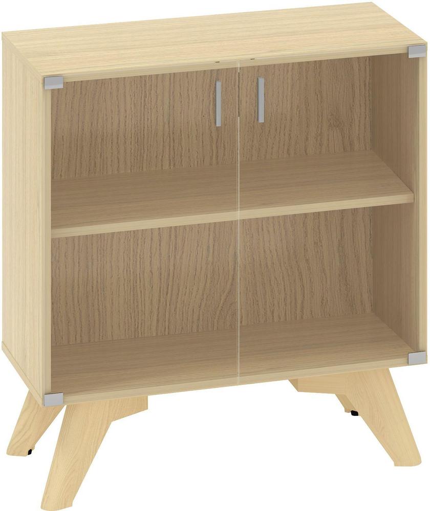 Policová skříň ALFA ROOT 2M dveře sklo, šíře 800 mm, dub vicenza