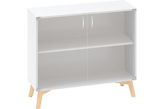 Policová skříň ALFA ROOT 2M dveře sklo, šíře 1000 mm, bílá