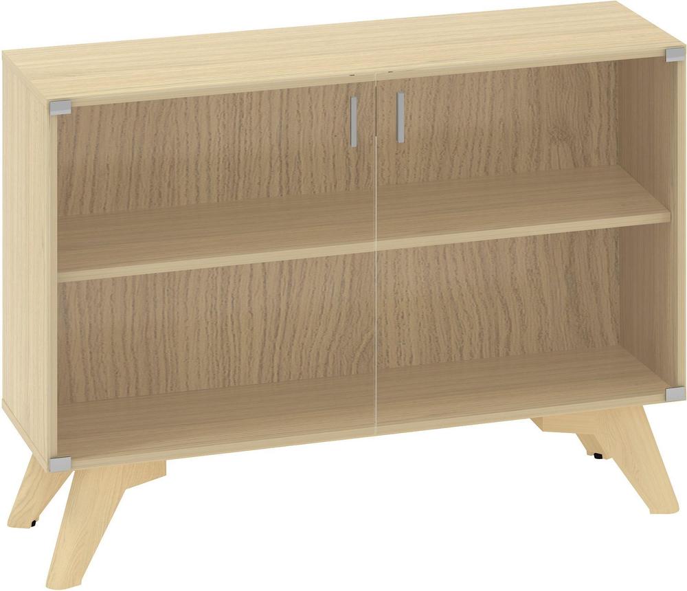 Policová skříň ALFA ROOT 2M dveře sklo, šíře 1200 mm, dub vicenza