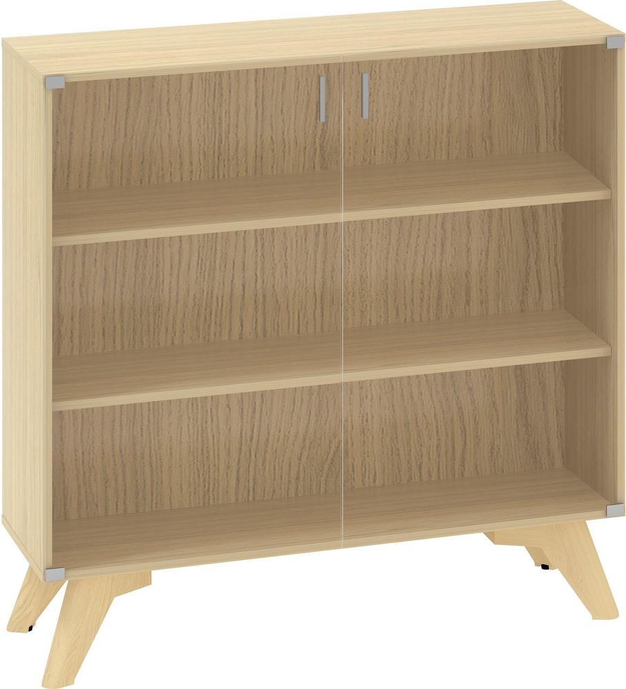 Policová skříň ALFA ROOT 3M dveře sklo, šíře 1200 mm, dub vicenza