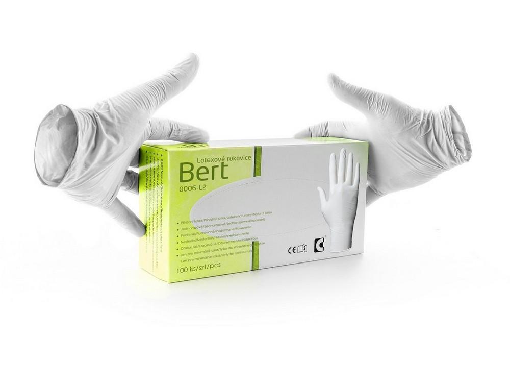 CXS rukavice BERT, jednorázové, latex, bílé, lehce pudřené/100 ks vel. S (7)