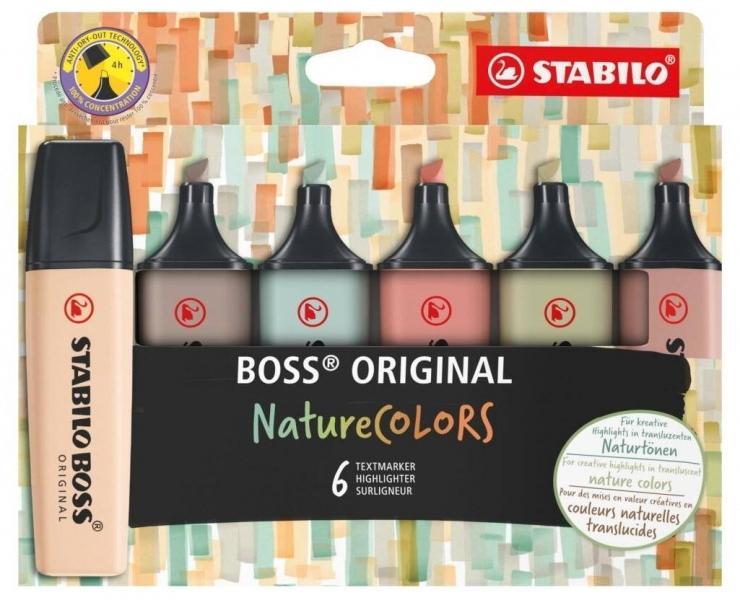 Zvýrazňovač Stabilo BOSS ORIGINAL NatureCOLORS sada 6 barev