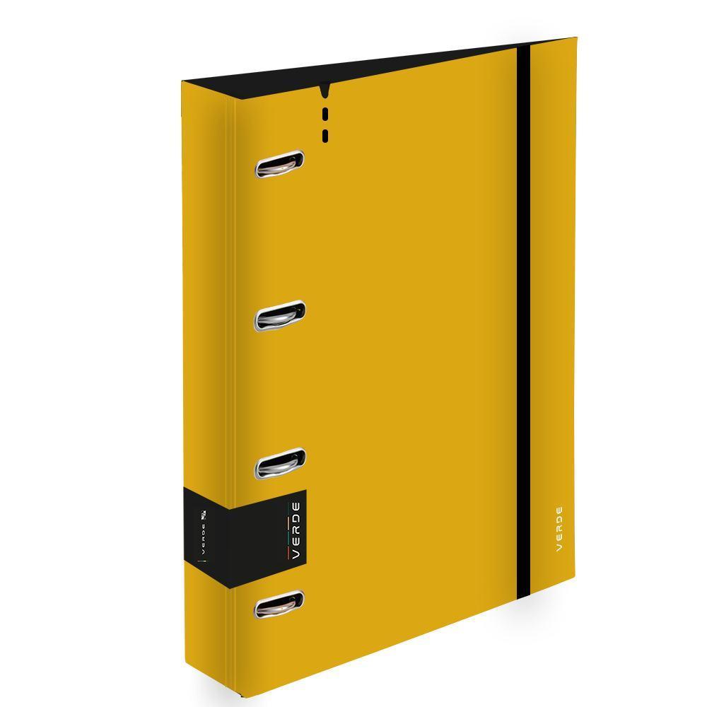 KARTON P+P pořadač 4-kroužkový pěnový VERDE A4, D30, hořčicový