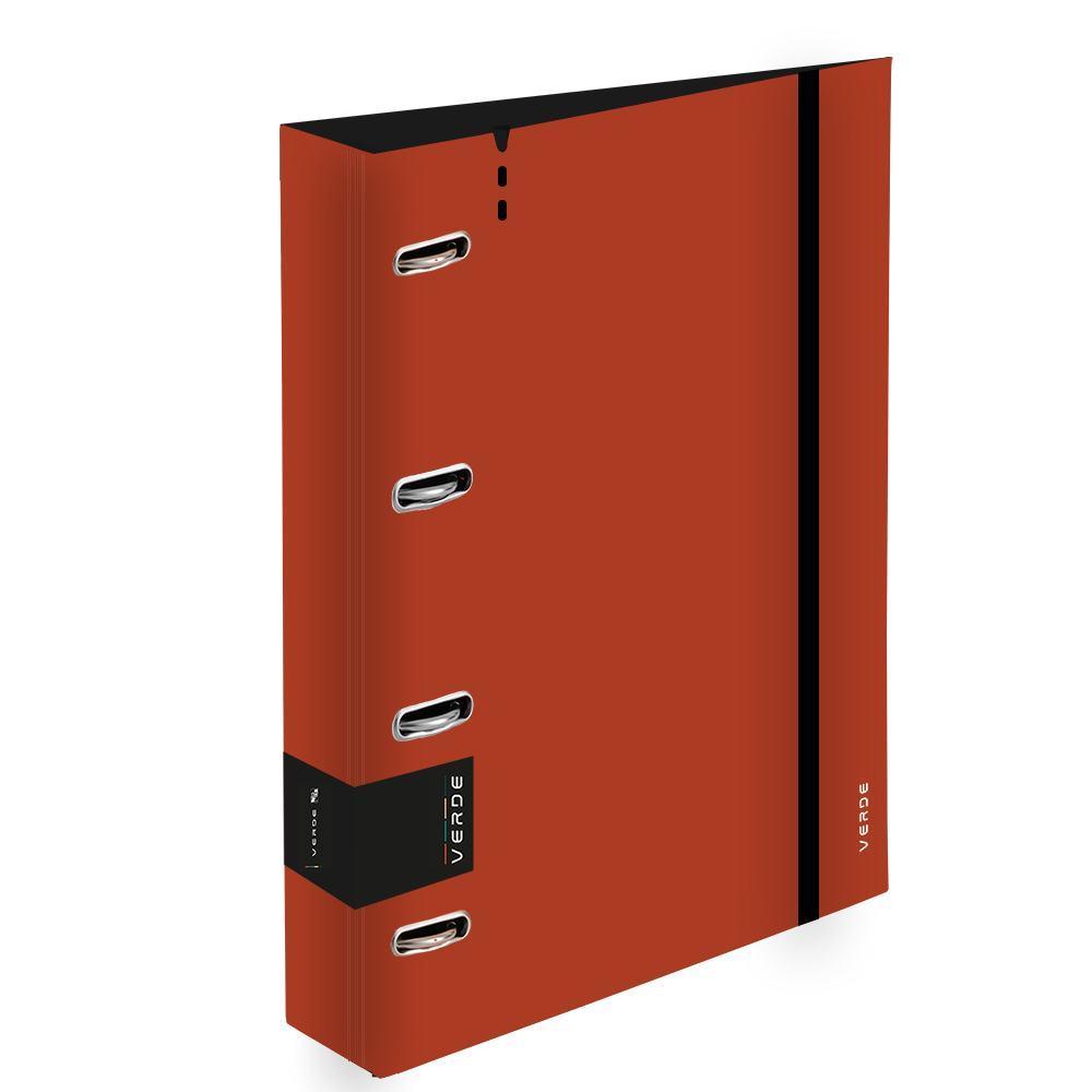 KARTON P+P pořadač 4-kroužkový pěnový VERDE A4, D30, cihlový