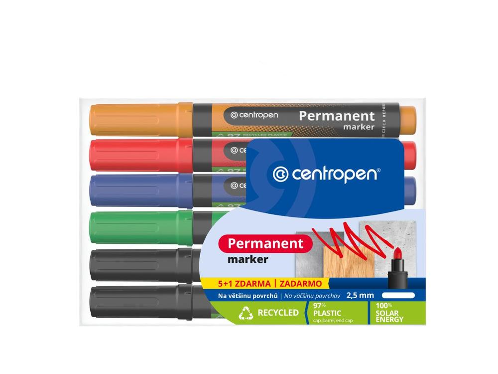 Centropen značkovač 8566/5+1 Permanent sada 6 barev v etui