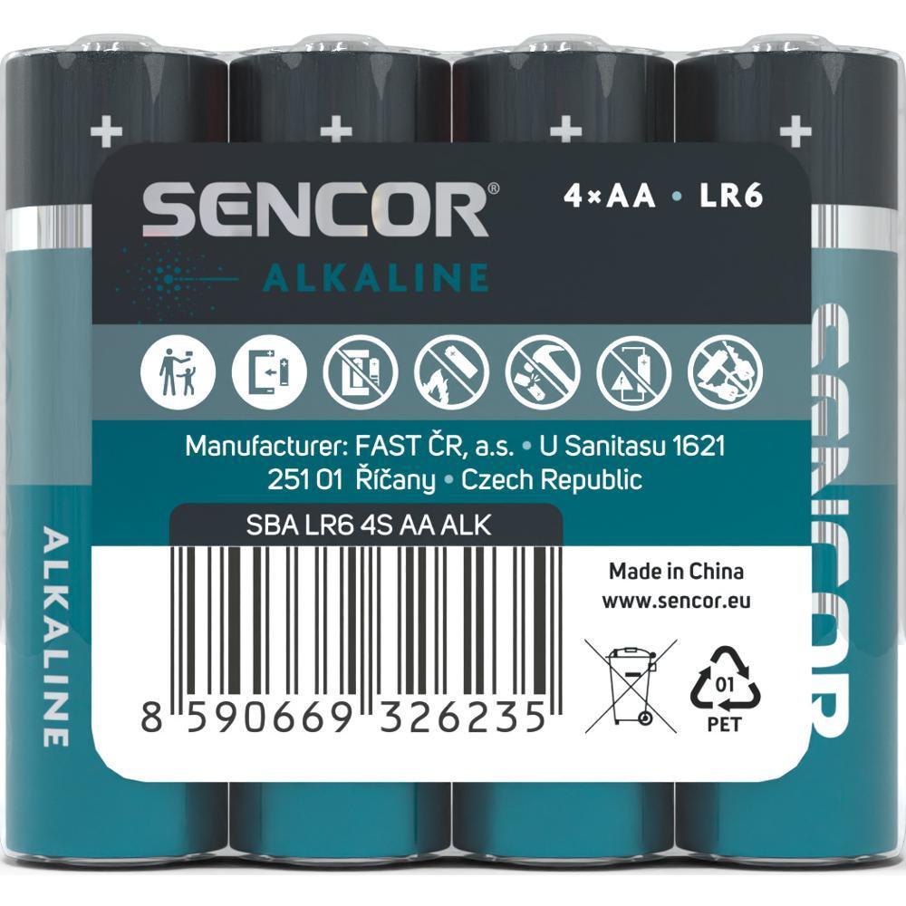 Sencor baterie alkalická AA , tužková LR6 AA / 4 ks
