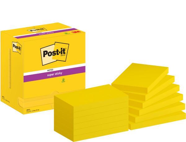 Post-it blok samolepicí Ultra žlutá 76 x 127mm silně lepicí/ 12ks