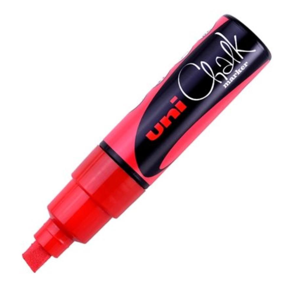 UNI popisovač křídový PWE-8K 8 mm, červený