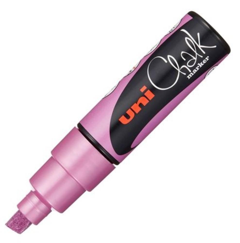 UNI popisovač křídový PWE-8K 8 mm, metalicky růžový