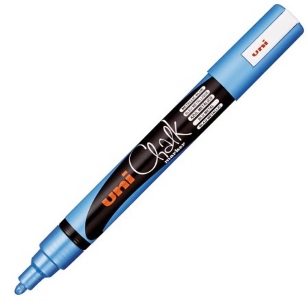 Popisovač křídový UNI PWE-5M 1,8-2,5 mm, metalicky modrý