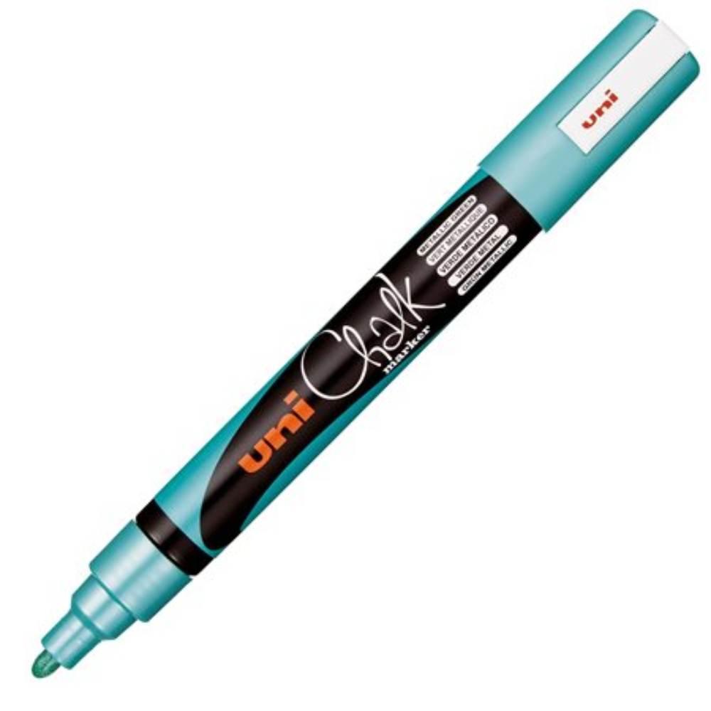 Popisovač křídový UNI PWE-5M 1,8-2,5 mm, metalicky zelený