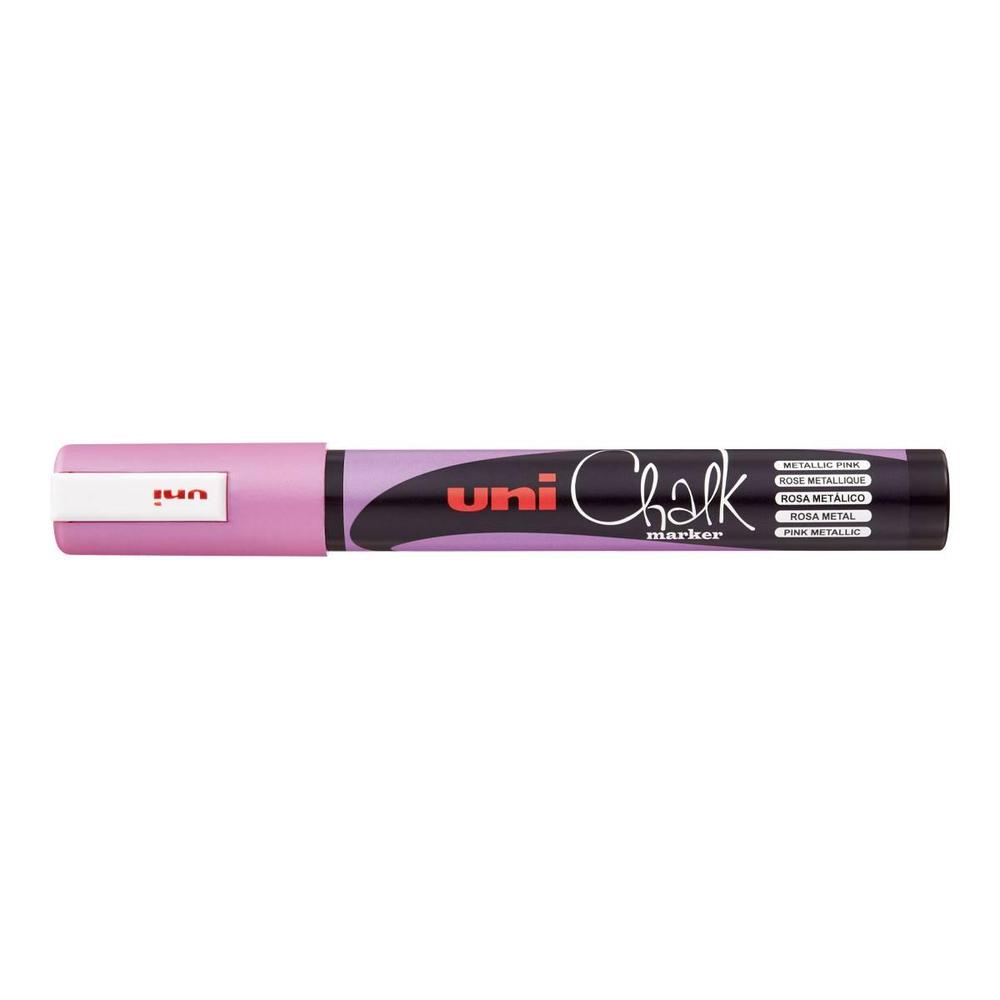 Popisovač křídový UNI PWE-5M 1,8-2,5 mm, metalicky růžový
