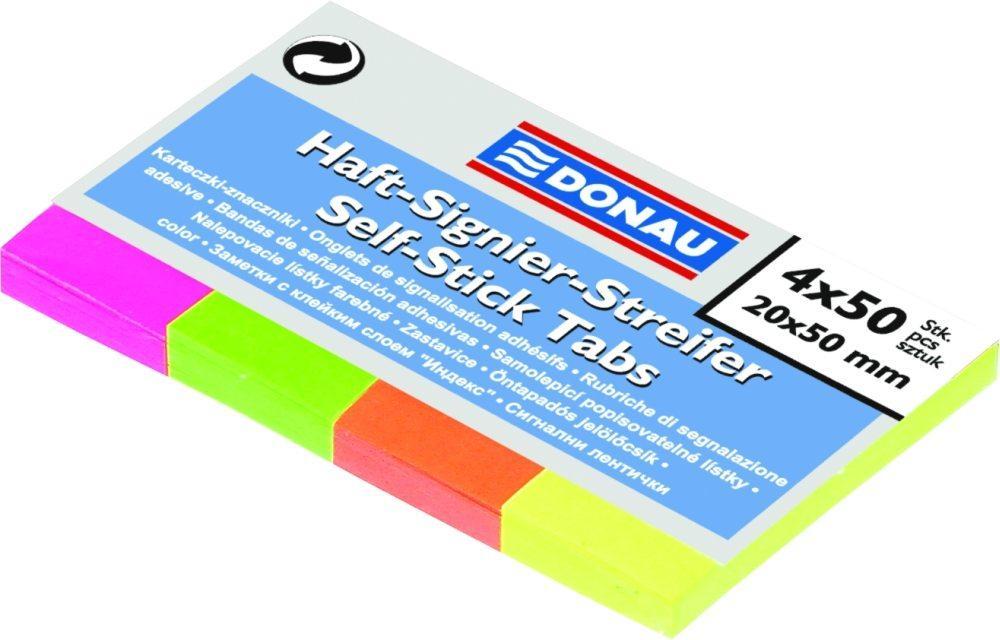 Donau záložky samolepicí 20 x 50 mm/ 4 x 50 listů neon