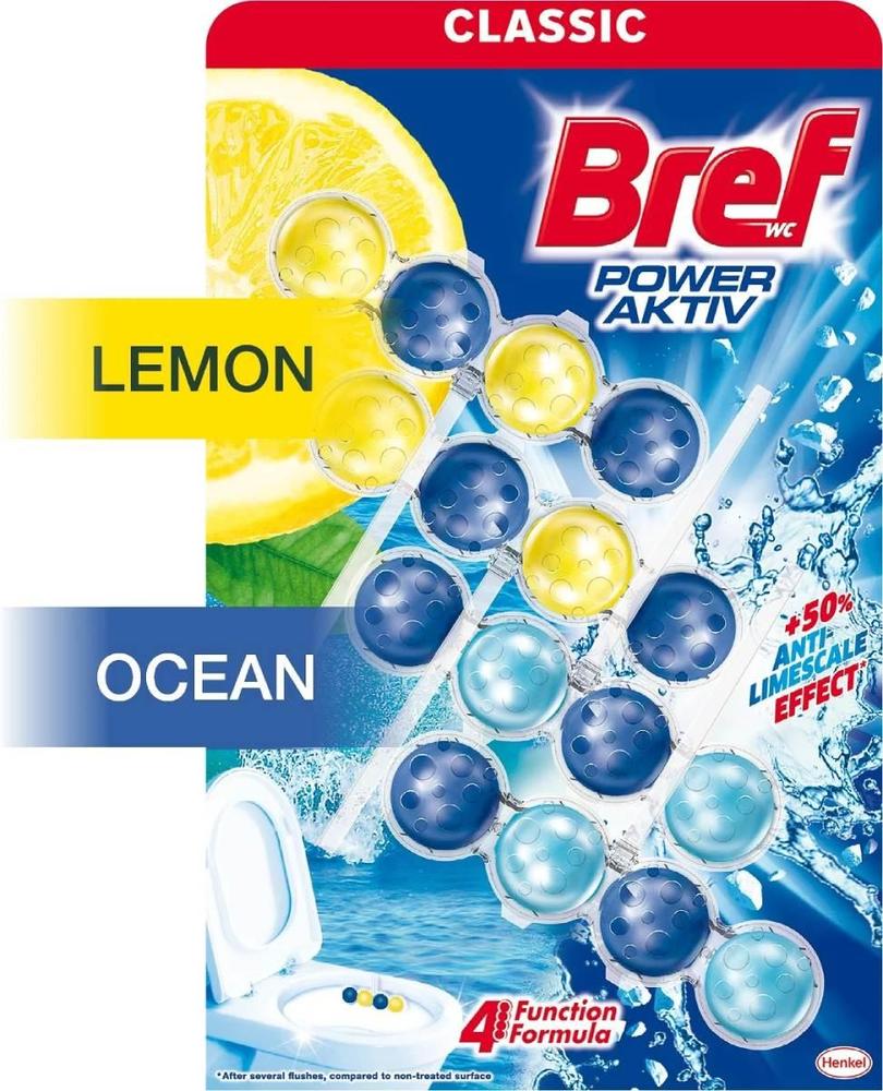 Bref WC Power Aktiv Lemon/Ocean 4x 50g kuličky