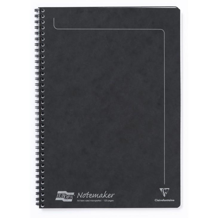 Zápisník s boční kroužkovou spirálou Clairefontaine Europa A4 linkovaný 60 listů černý