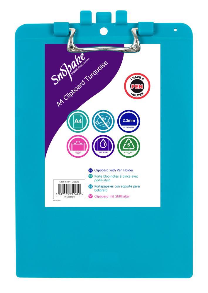 Snopake podložka na psaní s klipem PP A4 tyrkysová