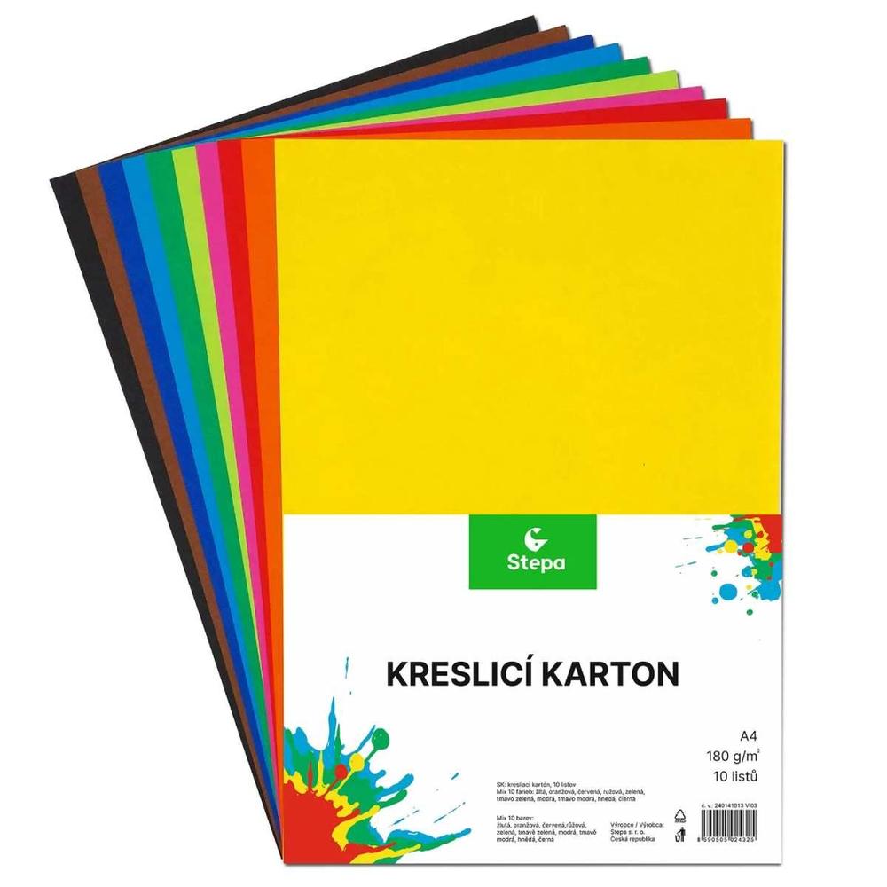 Karton kreslicí barevný mix A4 180g / 10 x1 list