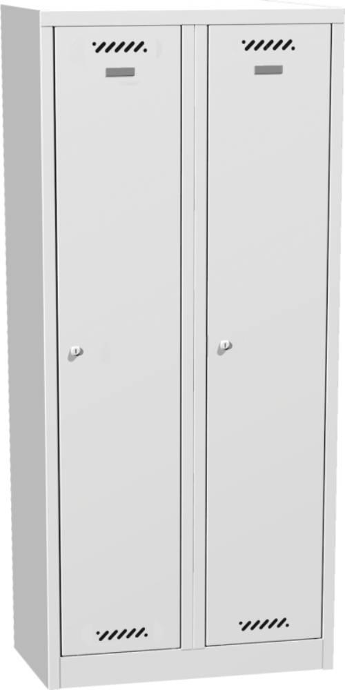Kovová šatní skříň - dvoudvéřová na soklu 2x400 RAL 7035 - světle šedá (BAS_42_A)