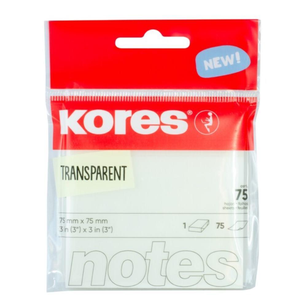 Kores blok samolepicí 75 x 75 mm/75 transparentní