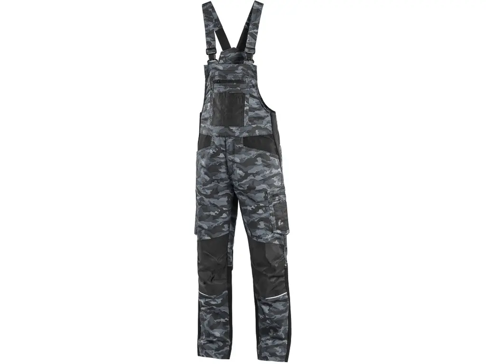 CXS kalhoty SOLIS, pánské, s laclem maskáčovo-černé vel. vel. 52