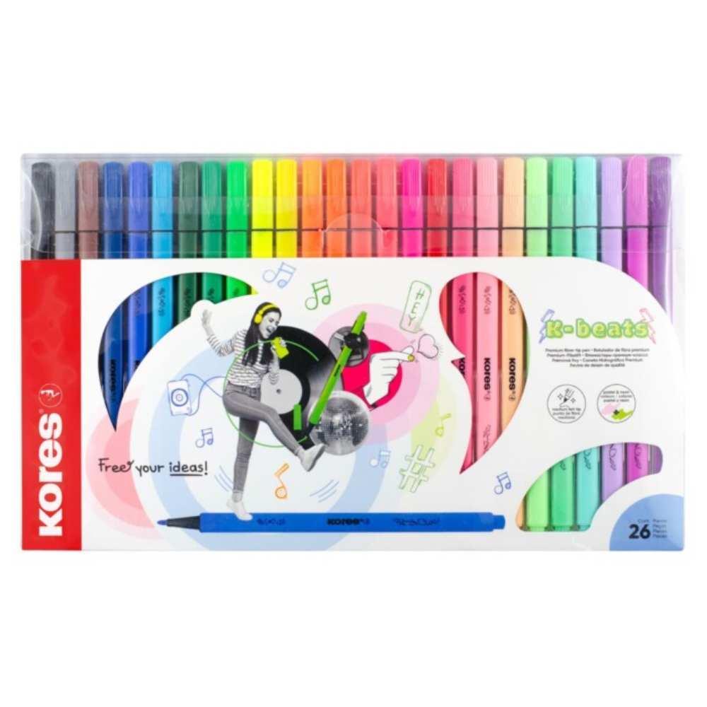 Kores popisovač K-Beats M sada 26 barev v etui