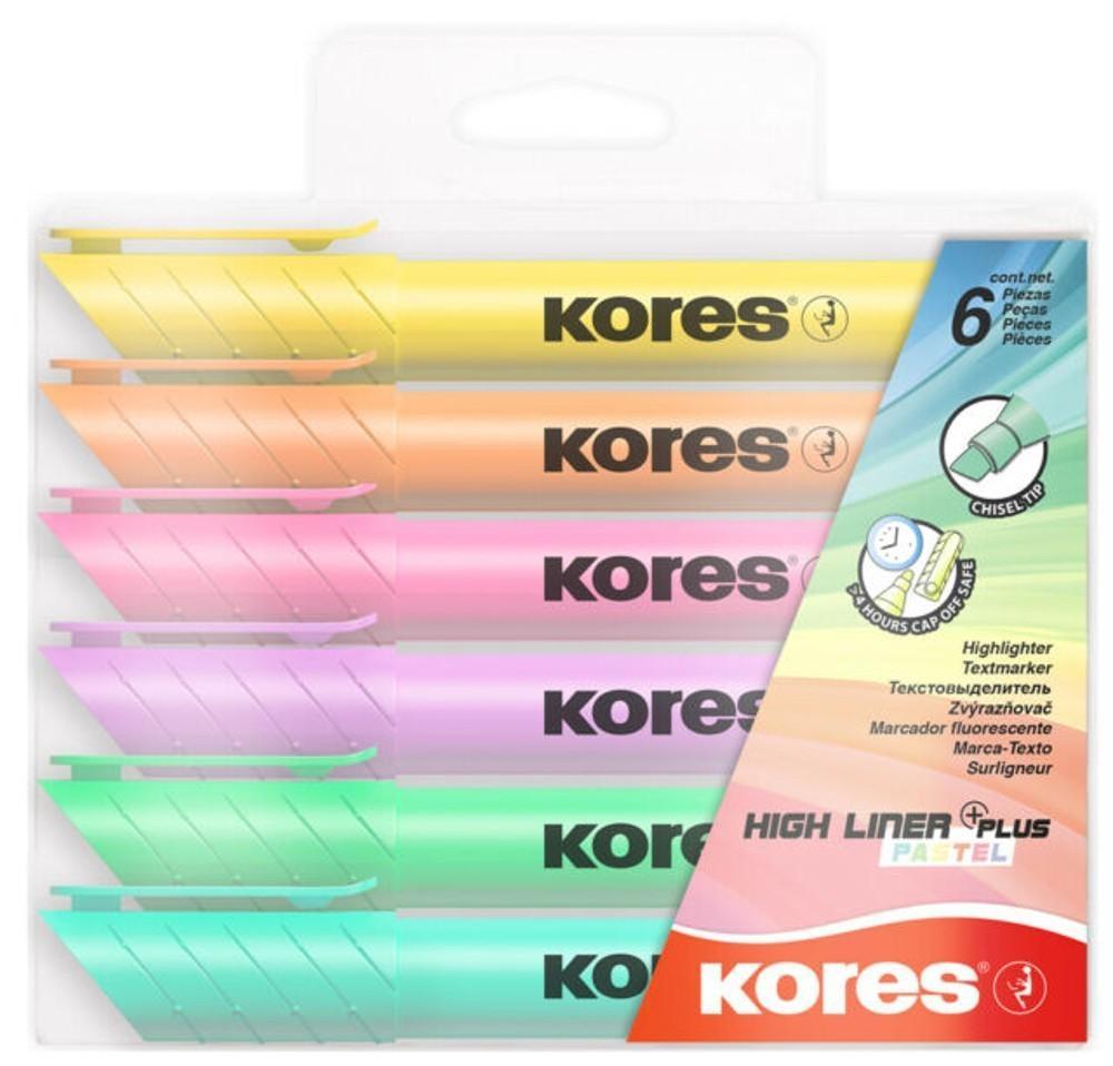 Kores zvýrazňovač PASTEL sada 6 kusů