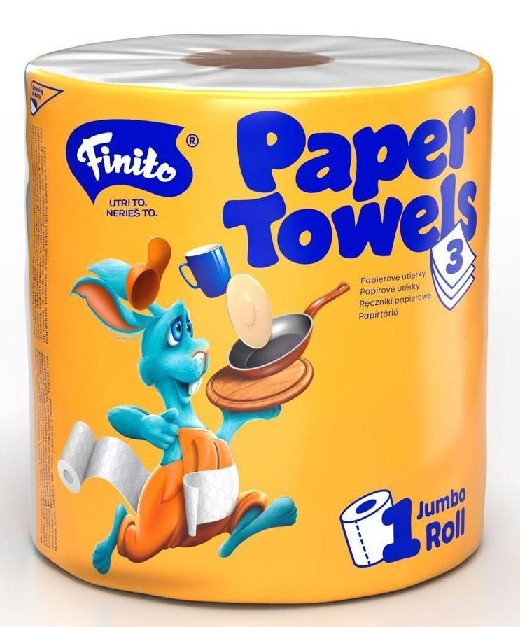 Papírová utěrka v roli FINITO, 100 % celulóza, 3-vrstvá, 80 m
